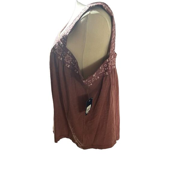 Lucky Brand Embroidered Lace Cotton Blend Tank Square Neck Boho Festival NEW XL - Picture 4 of 8
